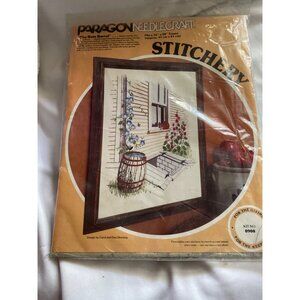 Paragon Needlecraft Stitchery Kit "The Rain Barrel" 16x20 Stamped Picture Yarn/T